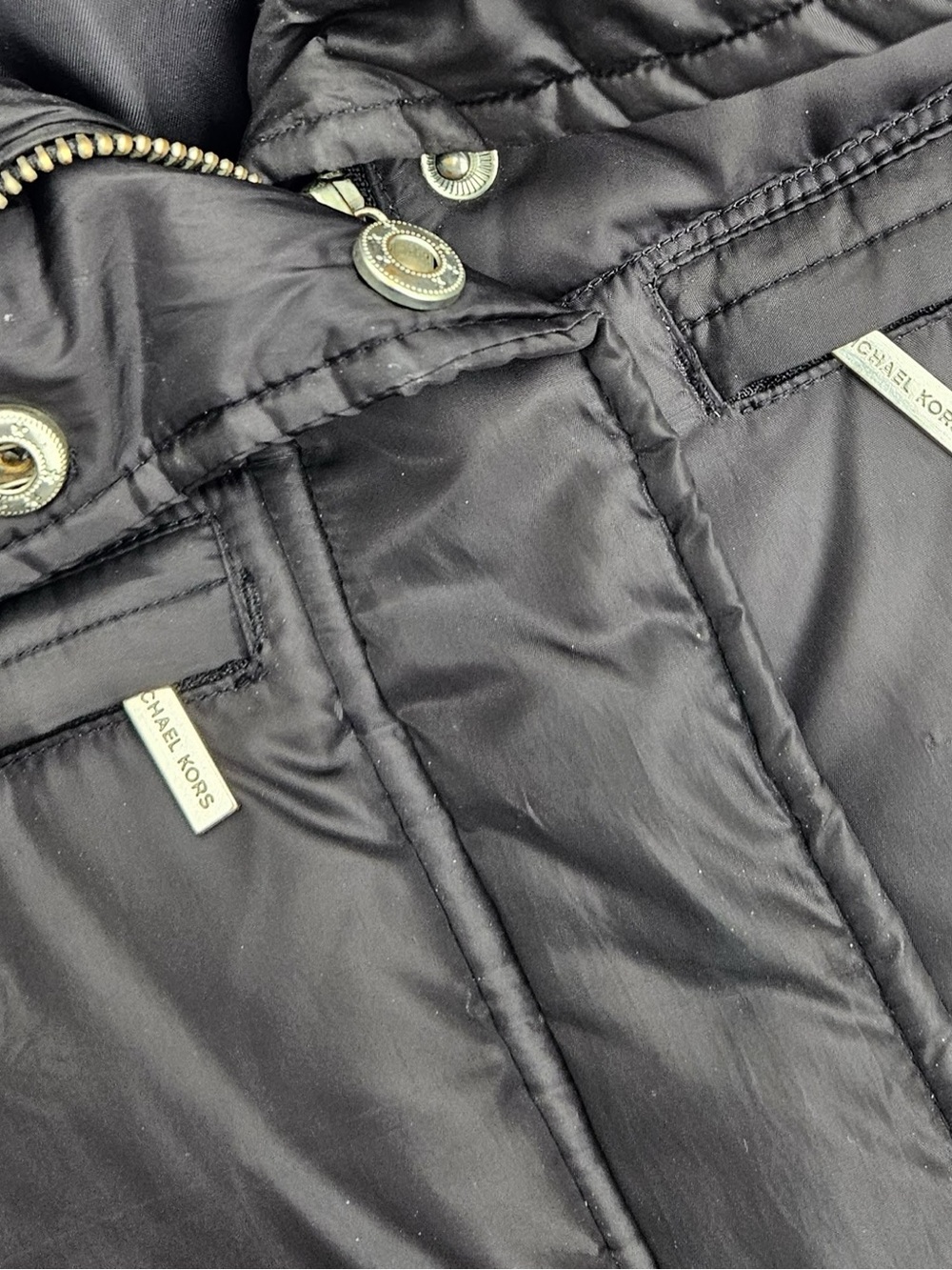 Michael Kors Long Black Puffer Jacket with Hood - Picture 9 of 16